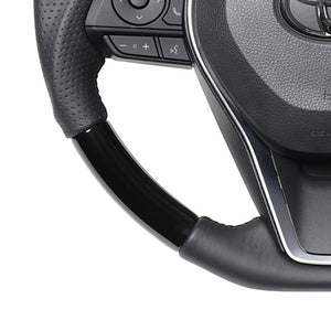 REAL PREMIUM SERIES SOFT D SHAPE PIANO BLACK BLACK EURO STITCH STEERING WHEEL FOR TOYOTA RAV4 PHV 50  TYFP-PBW