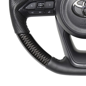 REAL ORIGINAL SERIES D SHAPE BLACK CARBON BLACK STITCH STEERING WHEEL FOR TOYOTA YARIS 10 210  TYE-BKC-BK