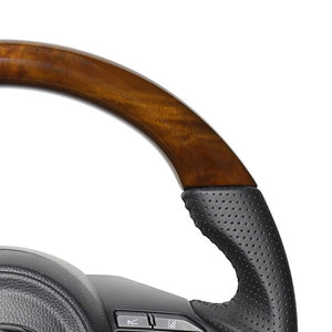 REAL ORIGINAL SERIES D SHAPE 42 BROWN WOOD BLACK STITCH STEERING WHEEL FOR TOYOTA SIENTA MXPL10 MXPC10  TYE-42BRW-BK