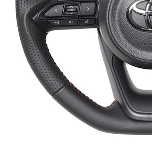 REAL ORIGINAL SERIES D SHAPE ALL LEATHER RED STITCH STEERING WHEEL FOR TOYOTA YARIS 10 210  TYE-LPB-RD