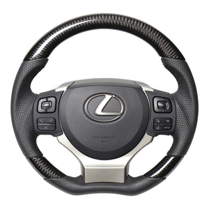 REAL ORIGINAL SERIES PARALLEL CUT C SHAPE BLACK CARBON BLACK EURO STITCH STEERING WHEEL FOR LEXUS CT 10 : 1 2 TYPE  LXC-BKC-BK