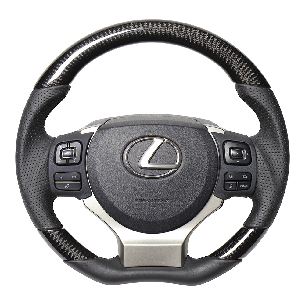 REAL ORIGINAL SERIES PARALLEL CUT C SHAPE BLACK CARBON BLACK EURO STITCH STEERING WHEEL FOR LEXUS IS 30 : ZENKI  LXC-BKC-BK