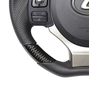 REAL ORIGINAL SERIES PARALLEL CUT C SHAPE BLACK CARBON BLACK EURO STITCH STEERING WHEEL FOR LEXUS CT 10 : 1 2 TYPE  LXC-BKC-BK