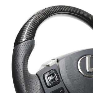 REAL ORIGINAL SERIES PARALLEL CUT C SHAPE BLACK CARBON & DARK WINE LEATHER RED X BLACK EURO STITCH STEERING WHEEL FOR LEXUS RC 10 : ZENKI  LXC-BKC-RD