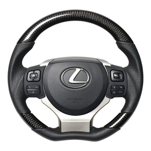 REAL ORIGINAL SERIES PARALLEL CUT C SHAPE BLACK CARBON DARK WINE X BLACK EURO STITCH STEERING WHEEL FOR LEXUS IS 30 : ZENKI  LXC-BKC-DW