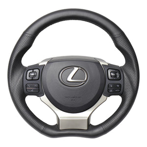 REAL ORIGINAL SERIES PARALLEL CUT C SHAPE ALL LEATHER BLACK EURO STITCH STEERING WHEEL FOR LEXUS GS F 10 : ZENKI  LXC-LPB-BK