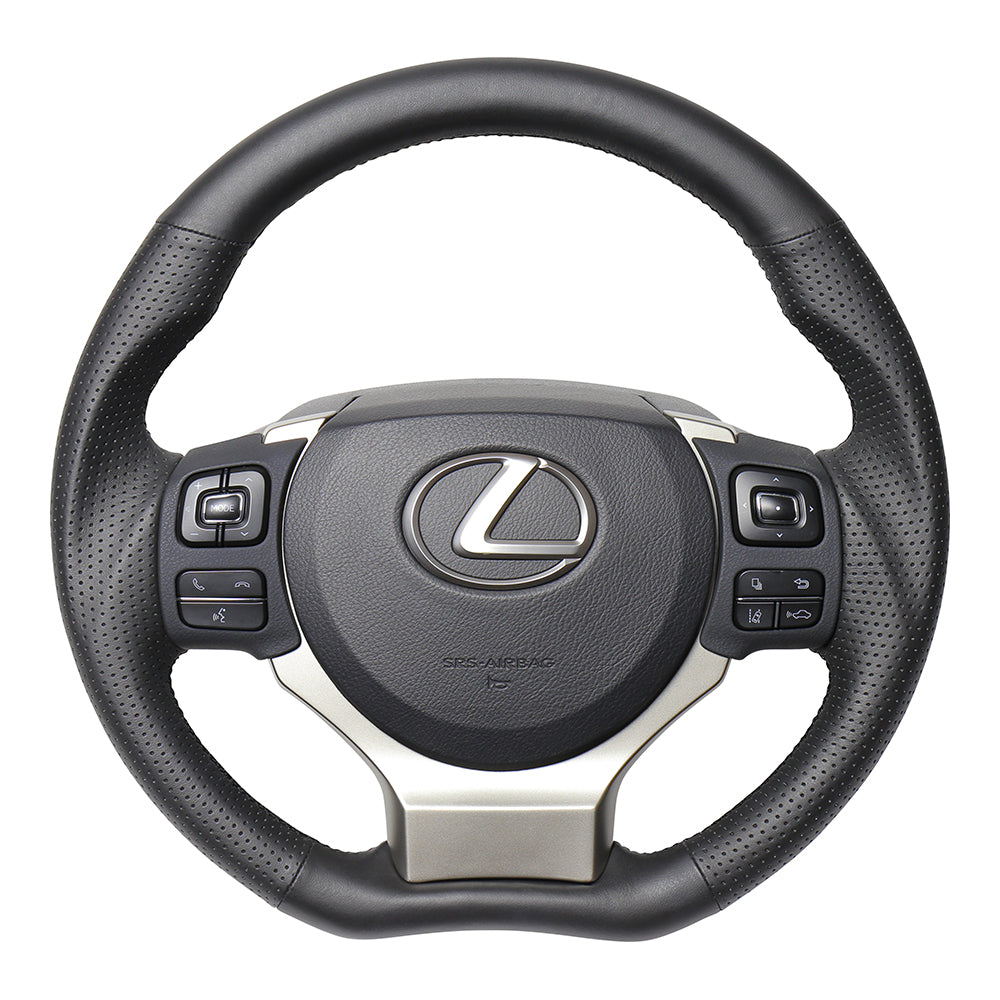 REAL ORIGINAL SERIES PARALLEL CUT C SHAPE ALL LEATHER BLACK EURO STITCH STEERING WHEEL FOR LEXUS RC 10 : ZENKI  LXC-LPB-BK
