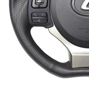 REAL ORIGINAL SERIES PARALLEL CUT C SHAPE ALL LEATHER BLACK EURO STITCH STEERING WHEEL FOR LEXUS IS 30 : ZENKI  LXC-LPB-BK