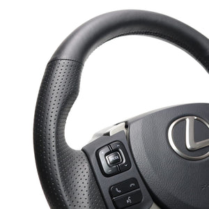 REAL ORIGINAL SERIES PARALLEL CUT C SHAPE ALL LEATHER BLACK EURO STITCH STEERING WHEEL FOR LEXUS RC 10 : ZENKI  LXC-LPB-BK