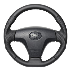 REAL ORIGINAL SERIES SOFT D SHAPE ALL LEATHER BLACK STITCH STEERING WHEEL FOR SUBARU SAMBAR TRUCK S500J: ZENKI S510J: ZENKI TYB-LPB-BK