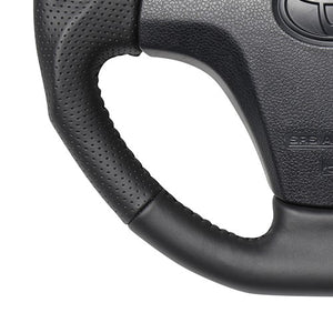 REAL ORIGINAL SERIES SOFT D SHAPE ALL LEATHER BLACK STITCH STEERING WHEEL FOR TOYOTA PIXIS TRUCK S500U:ZENKI 510U:ZENKI  TYB-LPB-BK