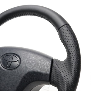 REAL ORIGINAL SERIES SOFT D SHAPE ALL LEATHER BLACK STITCH STEERING WHEEL FOR TOYOTA PIXIS TRUCK S500U:ZENKI 510U:ZENKI  TYB-LPB-BK