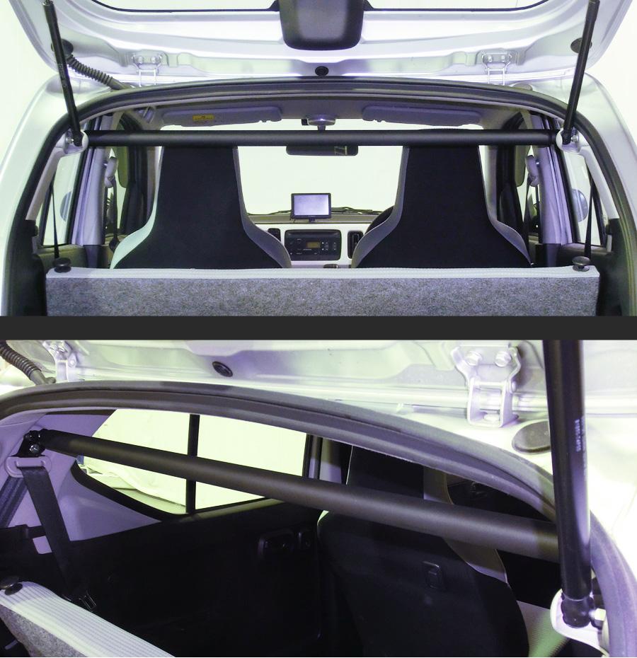 LARGUS ADJUSTABLE REAR PILLAR BAR FOR Suzuki Alto HA36S 2WD 05401208001-QQ - Black Hawk Japan
