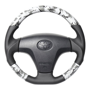 REAL ORIGINAL SERIES SOFT D SHAPE GRAY CAMOUFLAGE PRINT BLACK STITCH STEERING WHEEL FOR TOYOTA PIXIS EPOCH LA300A LA300S LA310S  TYB-GRT-BK