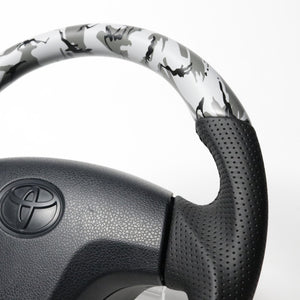 REAL ORIGINAL SERIES SOFT D SHAPE GRAY CAMOUFLAGE PRINT BLACK STITCH STEERING WHEEL FOR TOYOTA PIXIS EPOCH LA300A LA300S LA310S  TYB-GRT-BK