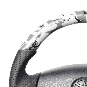 REAL ORIGINAL SERIES SOFT D SHAPE GRAY CAMOUFLAGE PRINT BLACK STITCH STEERING WHEEL FOR TOYOTA SUCCEED 160 : KOUKI  TYB-GRT-BK