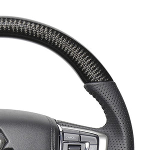 REAL ORIGINAL SERIES ROUND SHAPE BLACK CARBON BLACK STITCH STEERING WHEEL FOR MITSUBISHI OUTLANDER PHEV GG W MTA-BKC - Black Hawk Japan