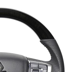 REAL ORIGINAL SERIES ROUND SHAPE 38B BLACK WOOD BLACK STITCH STEERING WHEEL FOR MITSUBISHI DELICA D:5 CV W:LATE  MTA-38BBKW