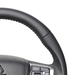 REAL ORIGINAL SERIES ROUND SHAPE ALL LEATHER BLACK STITCH STEERING WHEEL FOR MITSUBISHI OUTLANDER PHEV GG W MTA-LPB
