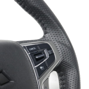 REAL ORIGINAL SERIES ROUND SHAPE ALL LEATHER BLACK STITCH STEERING WHEEL FOR MITSUBISHI OUTLANDER PHEV GG W MTA-LPB