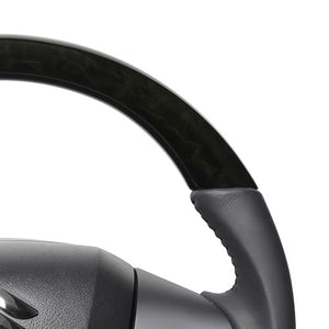 REAL ORIGINAL SERIES SOFT D SHAPE BLACK WOOD BLACK STITCH STEERING WHEEL FOR MITSUBISHI DELICA D:2 MB37S  SZC-BKW-BK