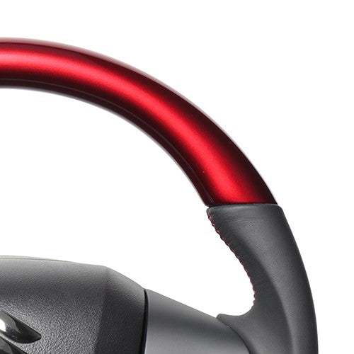 REAL ORIGINAL SERIES SOFT D SHAPE PEARL RED RED X BLACK EURO STITCH STEERING WHEEL FOR SUZUKI CROSBY MN71S  SZC-RDW-RD - Black Hawk Japan