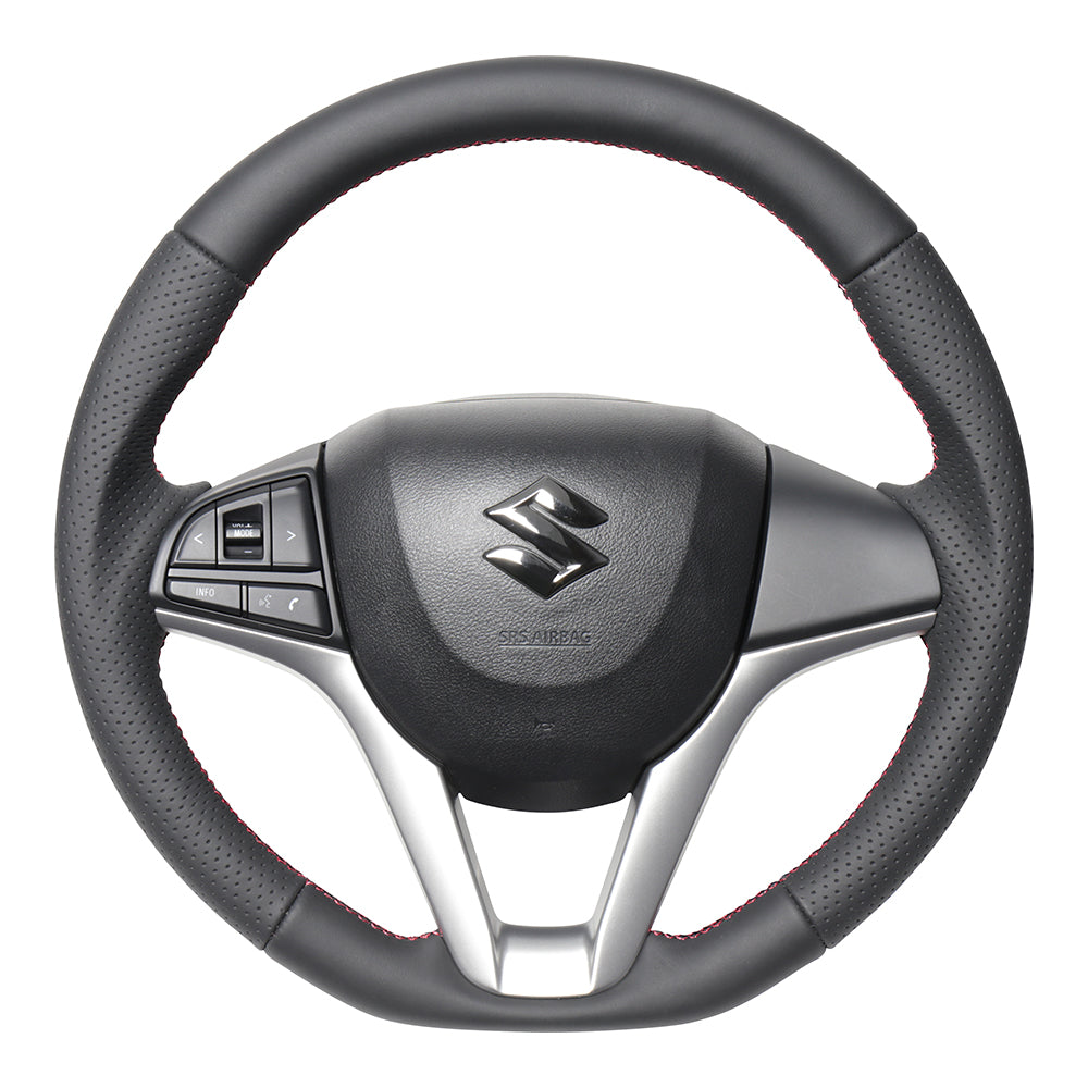 REAL ORIGINAL SERIES SOFT D SHAPE ALL LEATHER RED X BLACK EURO STITCH STEERING WHEEL FOR MITSUBISHI DELICA D:2 MB37S  SZC-LPB-RD
