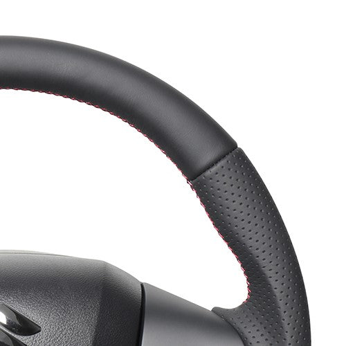 REAL ORIGINAL SERIES SOFT D SHAPE ALL LEATHER RED X BLACK EURO STITCH STEERING WHEEL FOR SUZUKI SPACIA MK53S  SZC-LPB-RD