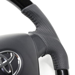 REAL ORIGINAL SERIES SOFT D SHAPE BLACK WOOD BLACK STITCH STEERING WHEEL FOR DAIHATSU HIJET DECK VAN KOUKI S321W KOUKI S331W  DIA-BKW-BK