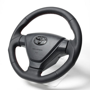 REAL ORIGINAL SERIES SOFT D SHAPE ALL LEATHER RED STITCH STEERING WHEEL FOR DAIHATSU MIRA ES LA350S LA360S  DIA-LPB-RD
