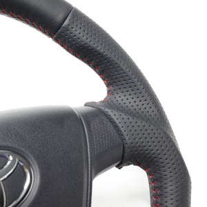REAL ORIGINAL SERIES SOFT D SHAPE ALL LEATHER RED STITCH STEERING WHEEL FOR SUBARU SAMBAR VAN KOUKI S321B KOUKI S331B  DIA-LPB-RD