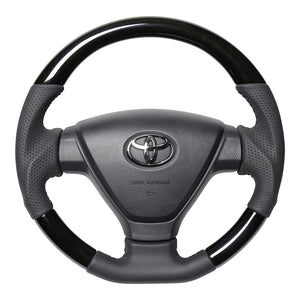 REAL ORIGINAL SERIES SOFT D SHAPE BLACK WOOD BLACK STITCH STEERING WHEEL FOR SUBARU SAMBAR VAN KOUKI S321B KOUKI S331B  DIA-BKW-BK