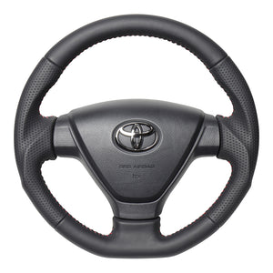 REAL ORIGINAL SERIES SOFT D SHAPE ALL LEATHER RED STITCH STEERING WHEEL FOR TOYOTA PIXIS VAN S321M S331M  DIA-LPB-RD