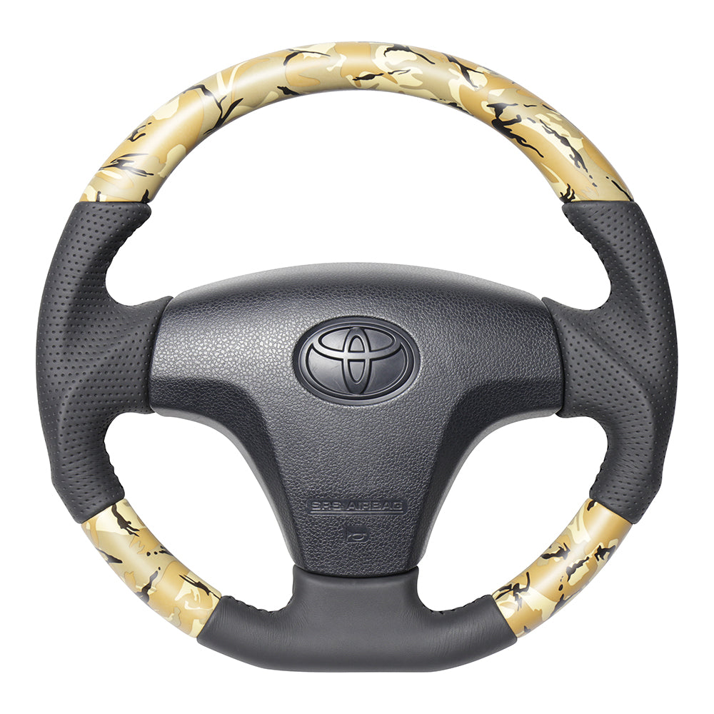 REAL ORIGINAL SERIES SOFT D SHAPE BEIGE CAMOUFLAGE PRINT BLACK STITCH STEERING WHEEL FOR TOYOTA PIXIS EPOCH LA300A LA300S LA310S  TYB-BGT-BK