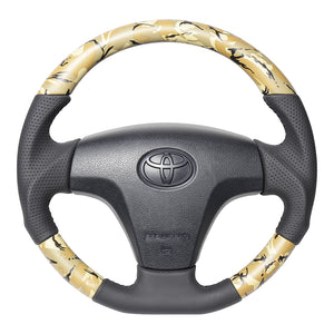 REAL ORIGINAL SERIES SOFT D SHAPE BEIGE CAMOUFLAGE PRINT BLACK STITCH STEERING WHEEL FOR DAIHATSU HIJET TRUCK S500P: ZENKI S510P: ZENKI TYB-BGT-BK