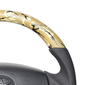 REAL ORIGINAL SERIES SOFT D SHAPE BEIGE CAMOUFLAGE PRINT BLACK STITCH STEERING WHEEL FOR DAIHATSU MOVE LA100S TYB-BGT-BK