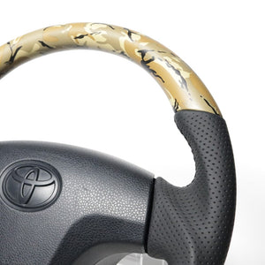 REAL ORIGINAL SERIES SOFT D SHAPE BEIGE CAMOUFLAGE PRINT BLACK STITCH STEERING WHEEL FOR TOYOTA PRO BOX 160 : KOUKI  TYB-BGT-BK