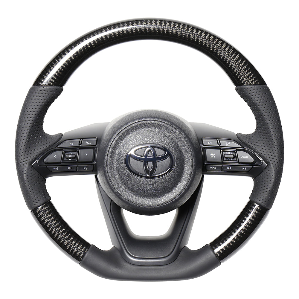 REAL ORIGINAL SERIES D SHAPE BLACK CARBON BLACK STITCH STEERING WHEEL FOR TOYOTA YARIS CROSS MXPJ10 MXPB10 TYJ-BKC