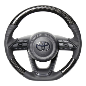 REAL ORIGINAL SERIES D SHAPE BLACK CARBON BLACK STITCH STEERING WHEEL FOR TOYOTA YARIS CROSS MXPJ10 MXPB10 TYJ-BKC