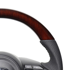 REAL ORIGINAL SERIES D SHAPE 56 BROWN WOOD BLACK STITCH STEERING WHEEL FOR TOYOTA YARIS CROSS MXPJ10 MXPB10 TYJ-56BRW