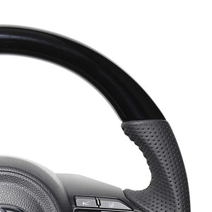 REAL ORIGINAL SERIES D SHAPE PIANO BLACK BLACK STITCH STEERING WHEEL FOR TOYOTA AQUA MXPK10  TYJ-PBW