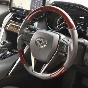 REAL PREMIUM SERIES SOFT D SHAPE BROWN WOOD BLACK EURO STITCH STEERING WHEEL FOR TOYOTA RAV4 PHV 50  TYFP-BRW