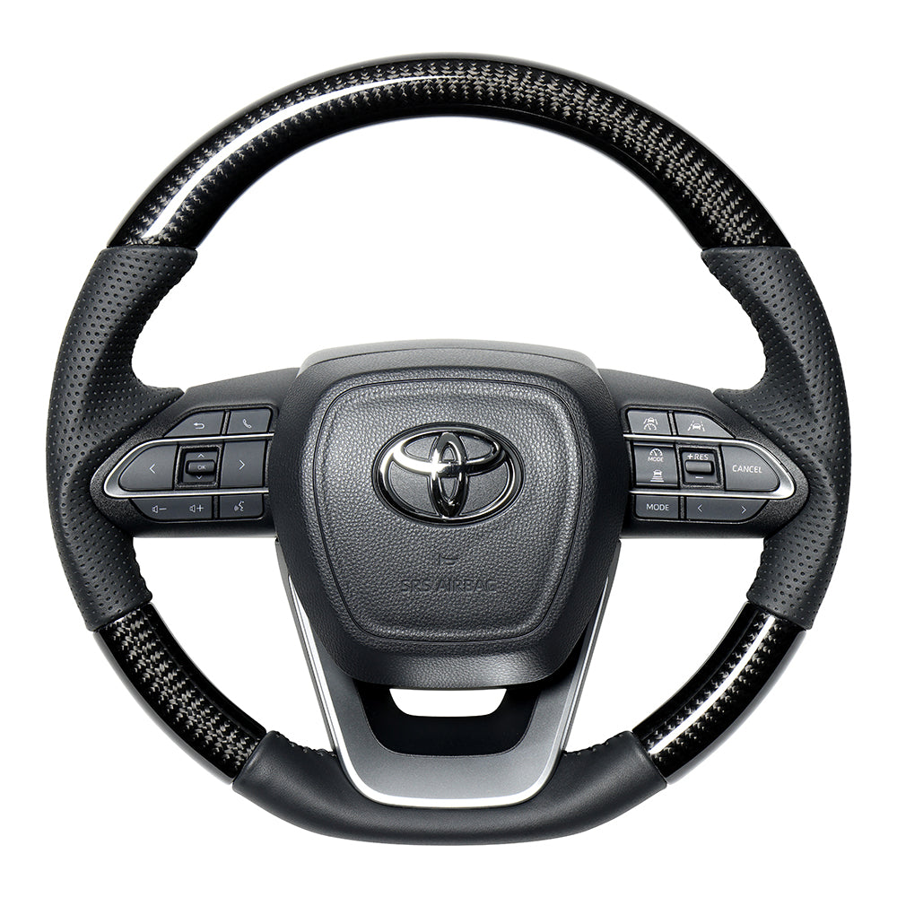 REAL ORIGINAL SERIES D SHAPE BLACK CARBON BLACK STITCH STEERING WHEEL FOR TOYOTA VOXY 90  TYK-BKC