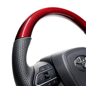 REAL ORIGINAL SERIES D SHAPE RED CARBON BLACK STITCH STEERING WHEEL FOR TOYOTA VOXY 90  TYK-RDC