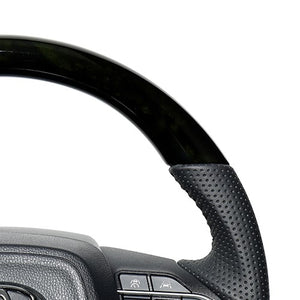 REAL ORIGINAL SERIES D SHAPE BLACK WOOD BLACK STITCH STEERING WHEEL FOR TOYOTA VOXY 90  TYK-BKW