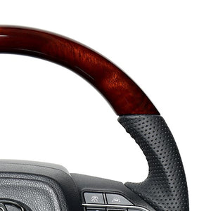 REAL ORIGINAL SERIES D SHAPE BROWN WOOD BLACK STITCH STEERING WHEEL FOR TOYOTA VOXY 90  TYK-BRW