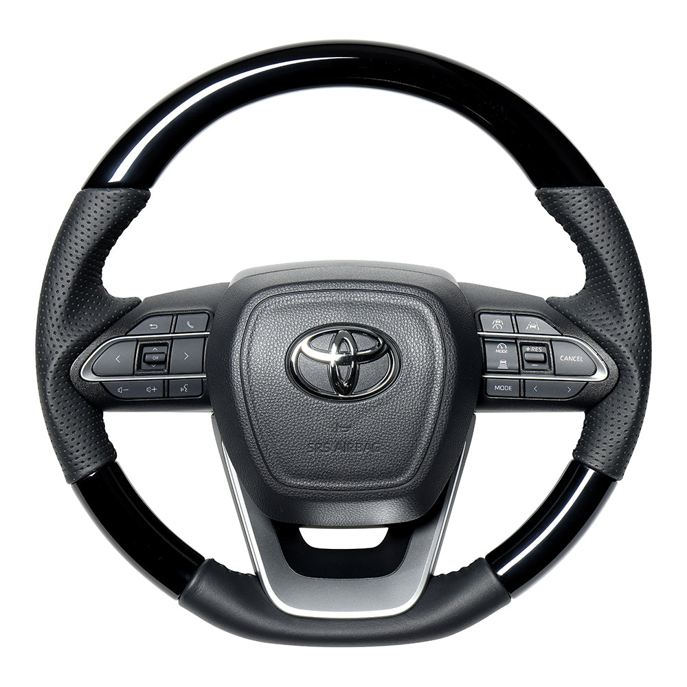 REAL ORIGINAL SERIES D SHAPE PIANO BLACK BLACK STITCH STEERING WHEEL FOR TOYOTA NOAH 90  TYK-PBW