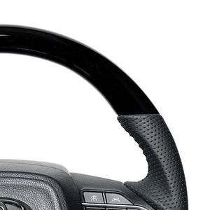 REAL ORIGINAL SERIES D SHAPE PIANO BLACK BLACK STITCH STEERING WHEEL FOR TOYOTA NOAH 90  TYK-PBW