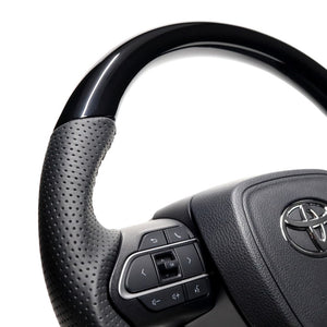 REAL ORIGINAL SERIES D SHAPE PIANO BLACK BLACK STITCH STEERING WHEEL FOR TOYOTA VOXY 90  TYK-PBW