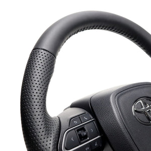 REAL ORIGINAL SERIES D SHAPE ALL LEATHER BLACK STITCH STEERING WHEEL FOR TOYOTA VOXY 90  TYK-LPB